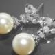 Bridal Pearl CZ Earrings Swarovski 10mm Ivory Pearl Wedding Earrings Pearl Drop Earrings Bridal Ivory Pearl Jewelry Bridesmaids Jewelry