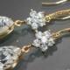 Crystal Gold Chandelier Earrings Bridal Crystal Earrings Swarovski Rhinestone CZ Wedding Earrings Bridal Clear Rhinestone Dangle Earrings