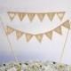 JUST MARRIED Cake Topper Traditional Bunting Banner wedding party garland neutral beige cotton Wedding Bridal Engagement Celebration Party