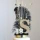 Gatsby black and gold Initial or Letter and Number feather cake topper, Ostrich Feather, Roaring 20s, overthetopcaketopper