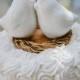 White Cuddling Love Bird Wedding Cake Topper
