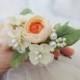English rose, bridal hair pin, bridal pearl pin, bridal flower pin, wedding hair pin, sakura ivory, cold porcelain, peach rose, bridal pearl