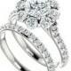 1.00 carat Forever One Moissanite & 1.52 carat tw. Diamond Engagement Wedding Set 14k, Moissanite Wedding Sets for Women, Moissanite Bridal