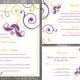 DIY Wedding Invitation Template Set Editable Word File Download Printable Purple Invitation Green Wedding Invitation Elegant Invitation