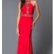 Dave and Johnny Red Beaded Top Sheer Cut Out Prom Dress - Discount Evening Dresses 