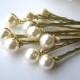 Cream Ivory Pearl Hair Pins Set, 8mm Swarovski