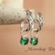 Sterling Silver Hoop Dangle Emerald Green Spinel Earrings - Spiral Celtic Hoop Earrings - Coordinated Wedding Jewelry - Bridesmaid Earrings