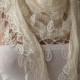 Christmas Gift Creamy White Scarf Shawl Cowl with Lace Edge Fashion Accessories Winter Women Fashion Accessories Christmas Gift For Her