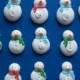 Royal icing snowmen cupcake toppers  -- Handmade winter Christmas x-mas cake decorations  (12 pieces)