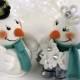 Snowman wedding cake topper, winter teal silver wedding, customizable, Christmas decor