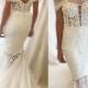 Elegant Ivory Off-the-Shoulder Sleeveless Embroidery Backless Mermaid Wedding Dress