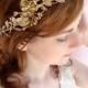 bridal hair piece, gold bridal headband, Swarovski crystals, gold headband, bridal hair piece, wedding hair piece, bridal headpiece, #36