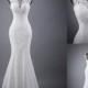 Elegant Sleeveless Mermaid Lace Up Popular White Lace Wedding Dresses, WD0142