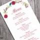 Wedding Menu Template DIY Menu Card Template Editable Text Word File Instant Download Wreath Menu Floral Menu Printable Menu 4x7inch