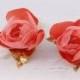 Wedding Boutonniere Coral Flower Groom Boutonniere Coral Flower Pin Set of 2