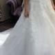 Strapless white tulle with lace wedding bridal gown