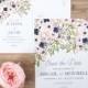 Save the Date, Postcard, Rustic, Floral, Blush, Navy, Pink, Bohemian, Engagement Announcement