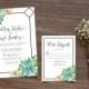 Printable Succulent Wedding Invitation, Leafy Invitation, Calligraphy Invite, Printable Invite, Green Leaves Invite, Bohemian Invitation