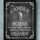 Wedding Memorial Candle watching from heaven Religious wedding Sign - honor loved ones who have passed, Chalkboard wedding style print