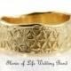 flower wedding band - 14k gold band, wide women singel band, men's wedding ring, botanical design, engraved flowers, floral motif, gold band