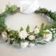White Flower Crown, Fern Crown, Flower Crown, Boho Hairpiece, Woodland Wedding, Bridal Crown, Moss Head Wreath, Forest Wedding, SERENITY