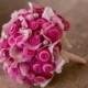 Pink flower and button bridal bouquet 'becky'