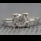Antique 14K White Gold Engagement Ring w/ .83ct Old European Cut Diamond & Baguette's VEG #39