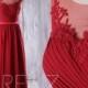 2016 Burgundy Bridesmaid Dress Long, Chiffon Wedding Dress, A Line Prom Dress, Lace Sweetheart Illusion Formal Dress Floor Length (F149C)