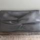 Knotted Gray Clutch For Bridesmaid Gift- Pewter Gray Bridal Clutch