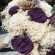 Fall Bouquets, Fall Wedding, Burlap Lace,Plum Sola Bouquet,Purple Bouquet,Alternative Bouquet,Rustic,Bridal Accessories,Keepsake Bouquet