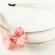Pink flower and clear aurora borealis crystal beaded double headband CLEARANCE