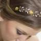 Bridal Pearl Hair Vine,Gold Hair Vine,Wedding Gold Tiara,Floral Hair Vine,Wedding Gold Cown,Wedding Hair Crown,Bridal Rose Headband,Halo