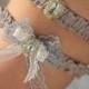 Vintage garter set, silver garters, winter wedding, lace bridal garter, rustic garter, toss garter, frosty garter set, wedding gift. 2 pcs