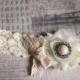 GISELE: Ivory Wedding Garter. Vintage-Style Cotton Lace Bow.
