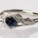 Leaves Engagement Ring - 14K White Gold and Blue Sapphire engagement ring, engagement ring, leaf ring, antique, art nouveau, vintage, 6