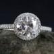 Forever One Moissanite Diamond Halo Engagement Ring - Halo Diamond Ring - Choose Setting