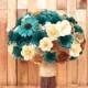 Teal and Brown Rustic  Wooden Bouquet for Wedding and Home Decor Centerpiece