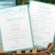 Diy Wedding Fan Program Template -DOWNLOAD Instantly - EDITABLE TEXT - Beloved (Light Turquoise Blue) 5 x 7 - Microsoft® Word Format (docx)