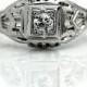 Vintage Engagement Ring 0.15ct Diamond Wedding Ring 18K White Gold Antique Engagement Art Deco Filigree Ring Size 6.5!