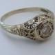 Vintage 1920's Art Deco 14K White Gold and Diamond Engagement/Wedding Ring