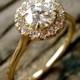 Forever Brilliant Moissanite Engagement Ring with Diamonds in 18K Yellow Gold Size 10