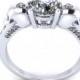 Silver or Gold Skull Engagement Ring with  simulated Diamond