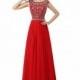 Exquisite A-line Jewel Floor-length Bridesmaid/Prom/Homecoming Dress With Beads from Tidetell