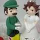 Custom Wedding Cake Topper--Prince and Princess Love with Circle Clear Base