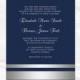 Navy Silver Wedding Invitations Template, Diy Blue Silver Foil Striped Shower Party Invites Printable, Editable Text, Instant Download P122