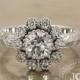 1 Carat Diamond Engagement Ring in 18k White Gold Art Deco Engagement Ring / Edwardian Engagement Ring