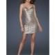 Sexy Bronze Sequin V Neck Cocktail Dress La Femme 17023 - Brand Prom Dresses