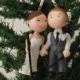 Small figurine. Hanging Ornament Bride and Groom holding hands. Handmade. Fully customizable. Unique keepsake