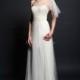 Column One Shoulder Tulle & Chiffion Empire Waist Brush Train Modern Wedding Gown - Compelling Wedding Dresses