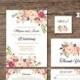 Floral Wedding Invitation Template, Boho Chic Wedding Invitation Suite, Wedding Set, , Editable PDF - you personalize at home.